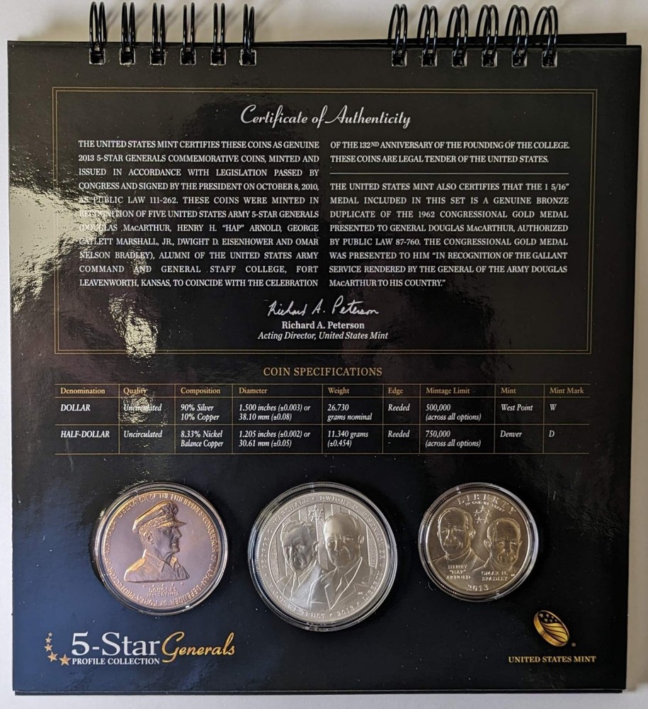 2013 $1, 50c 5 Star Generals Profile Set Mint