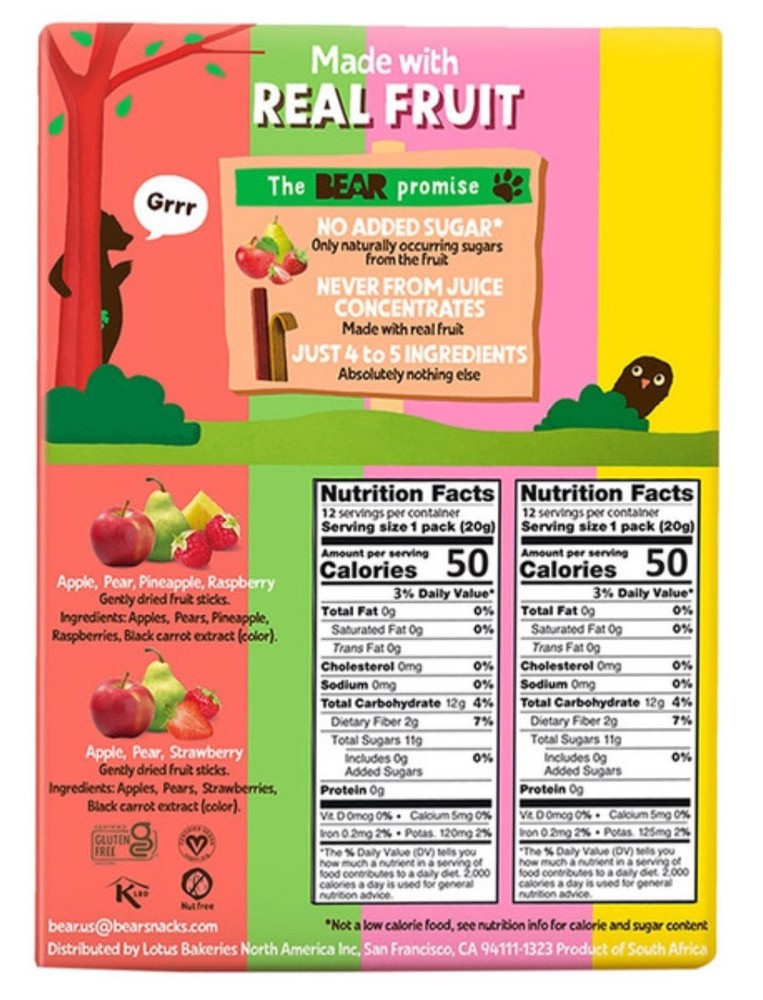 Bear Fruit Splits Variety Pack Made with Real Fruit 24 Count x 0.7 oz