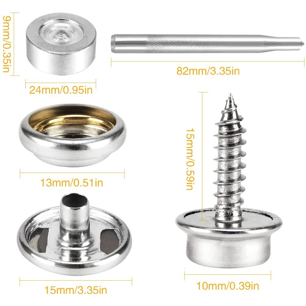 150 PCS Marine Grade Stainless Steel Canvas Snap Kit with Setting Tools