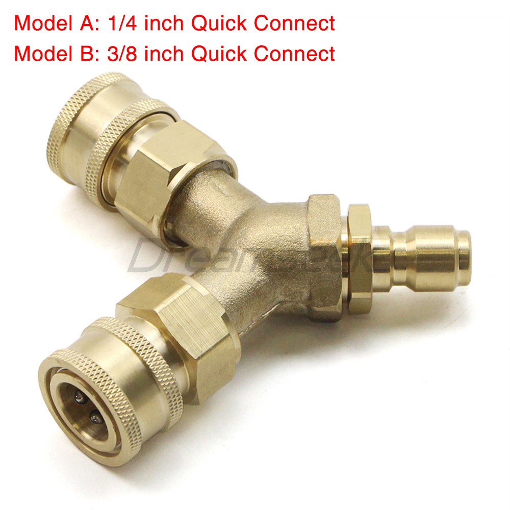 Pressure Washer Tee 3/8" 1/4inch Fitting Splitter Coupler Quick Connect Adapter