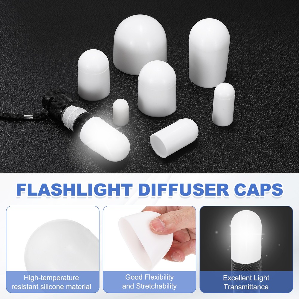 2Pcs Flashlight Diffuser Cap, 32mm IDx55mm Flexible Silicone End Cap, White