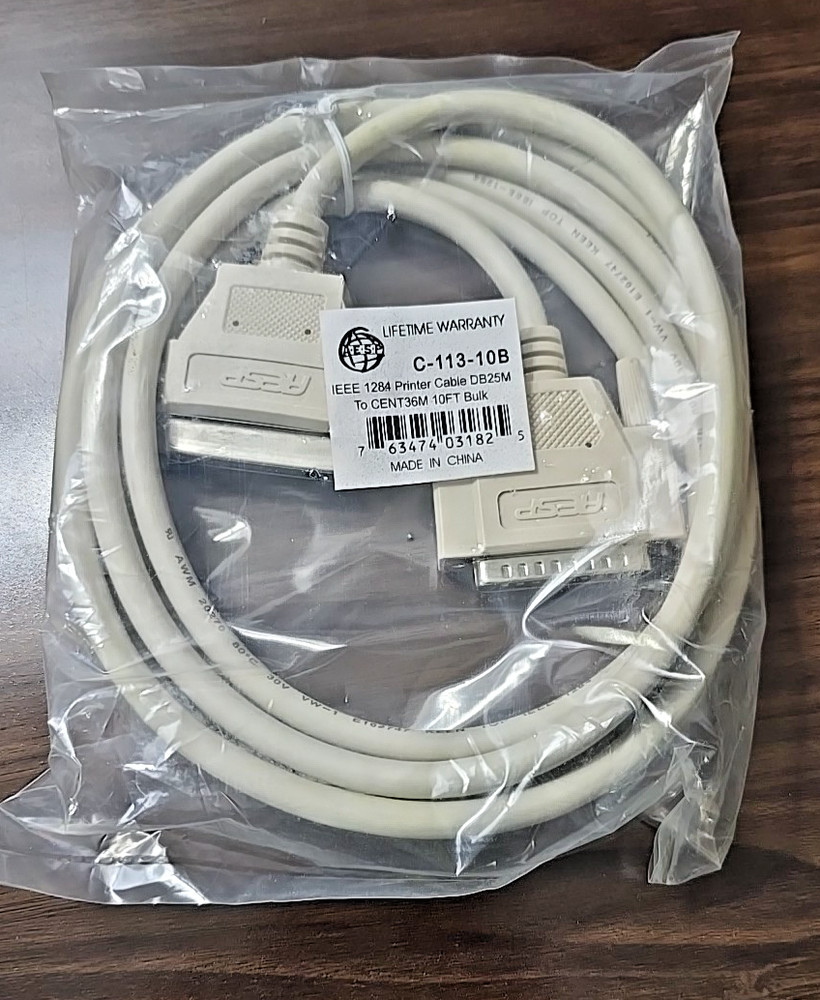 AESP Brand, IEEE 1284 Printer Cable 10ft, DB25M/CENT36M  BiDirectional