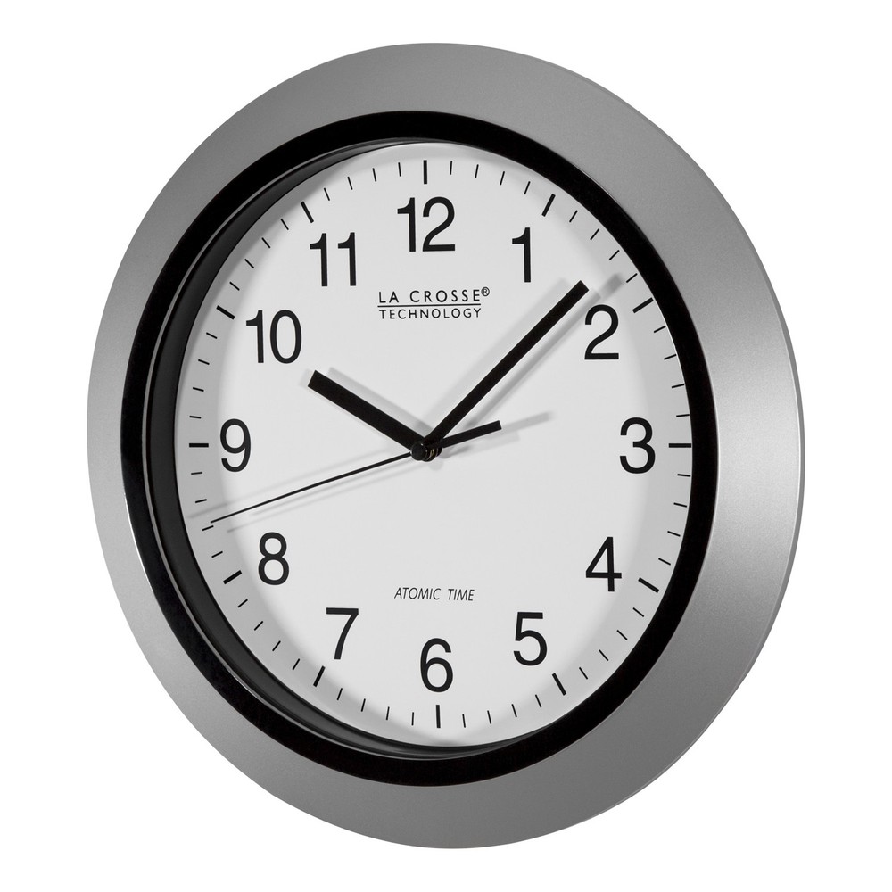 WT-3102S La Crosse Technology 10" Atomic Wall Clock - Silver NIB (Internet Box)
