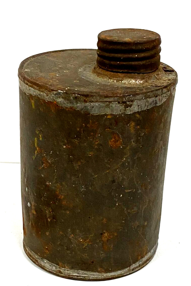 Antique Metal Can with Offset Screw Cap