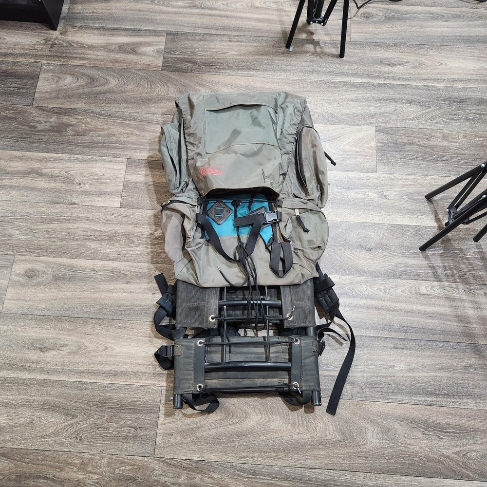 Vintage Coleman 33" External Frame Hiking Camping Outdoors Belted Backpack