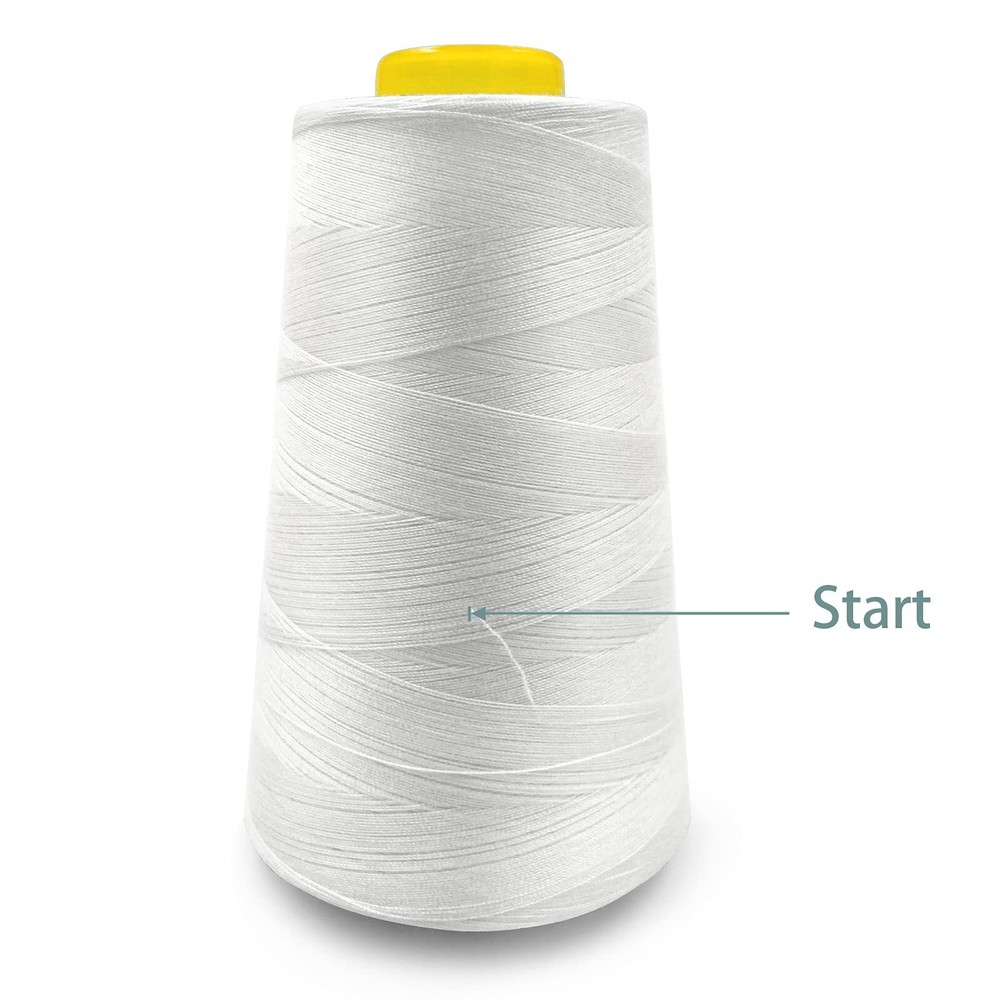 4 Cones 3000 Yards White All Purpose Polyester Thread 40S/2 for Serger