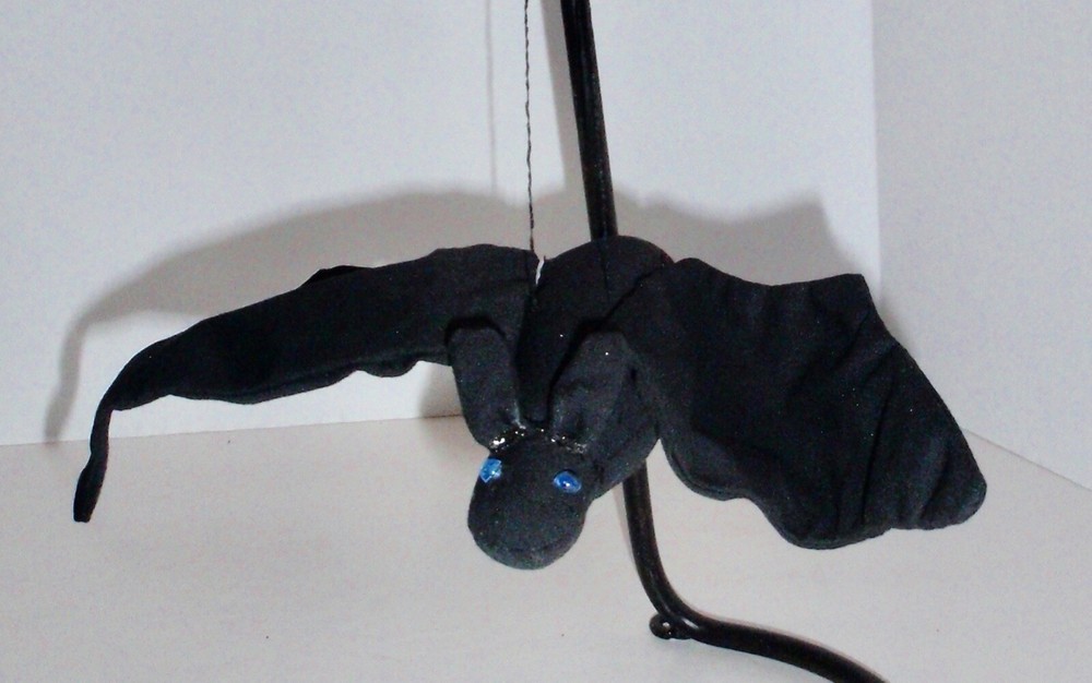 Vintage Halloween Hanging Bat Soft Sculpture Fork Art