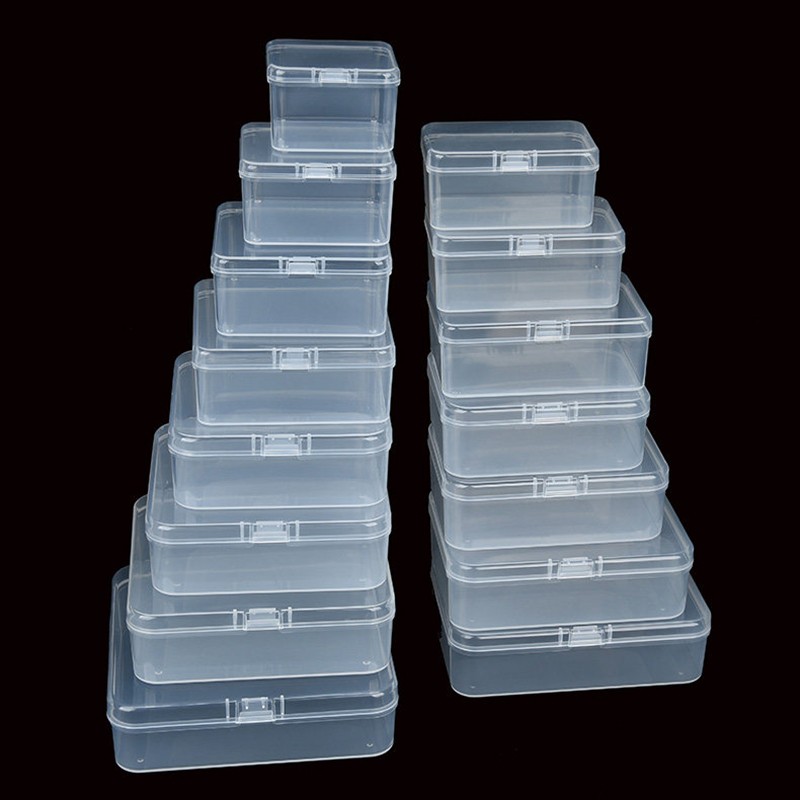 Transparent PP Plastic Storage Box Clear Square Jewelry Craft Display Case