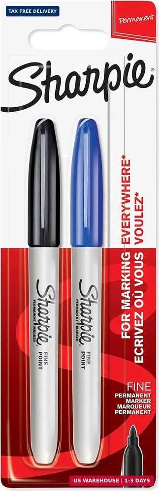 Sharpie Permanent Markers | Fine Point | Black & Blue | 2 Count