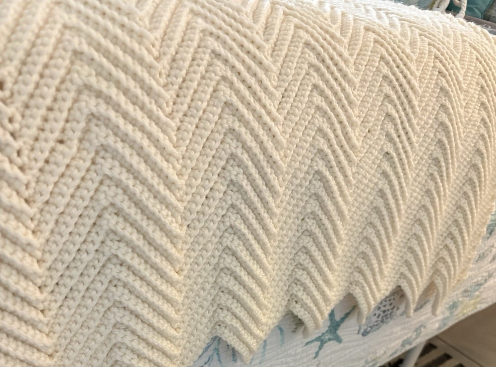 Handmade Afghan Lap Blanket Cream Color