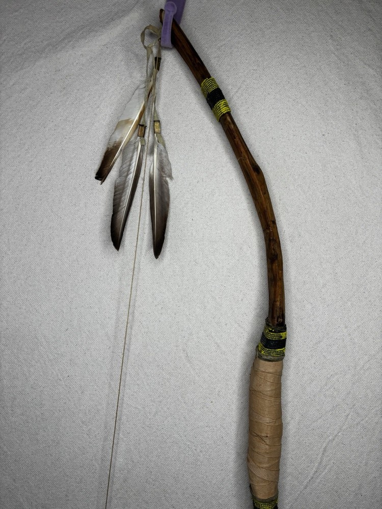 Authentic Native American Navajo Bow With Feathers
