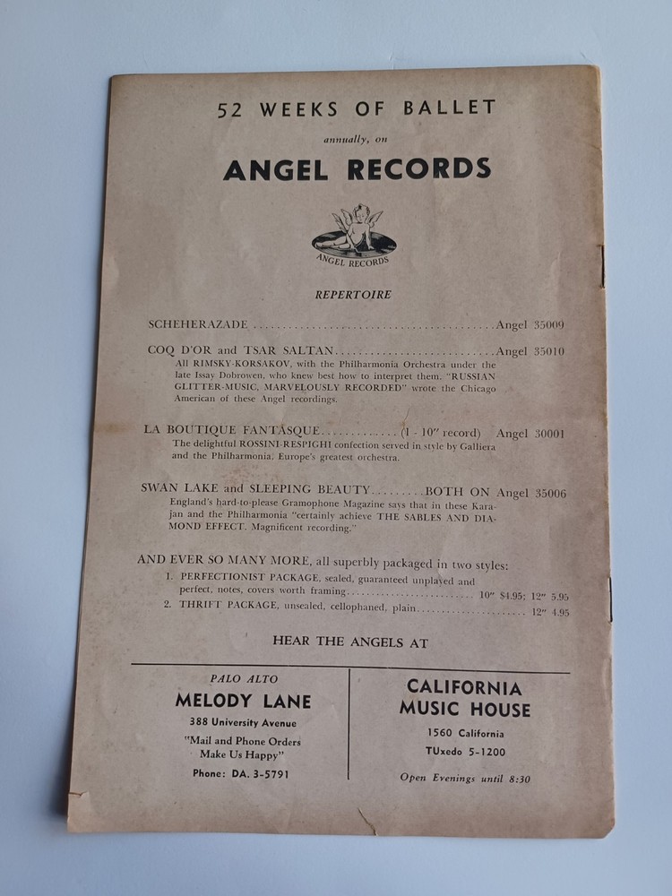 Sally Bailey Jasperson Signed 1954 San Francisco Ballet Program