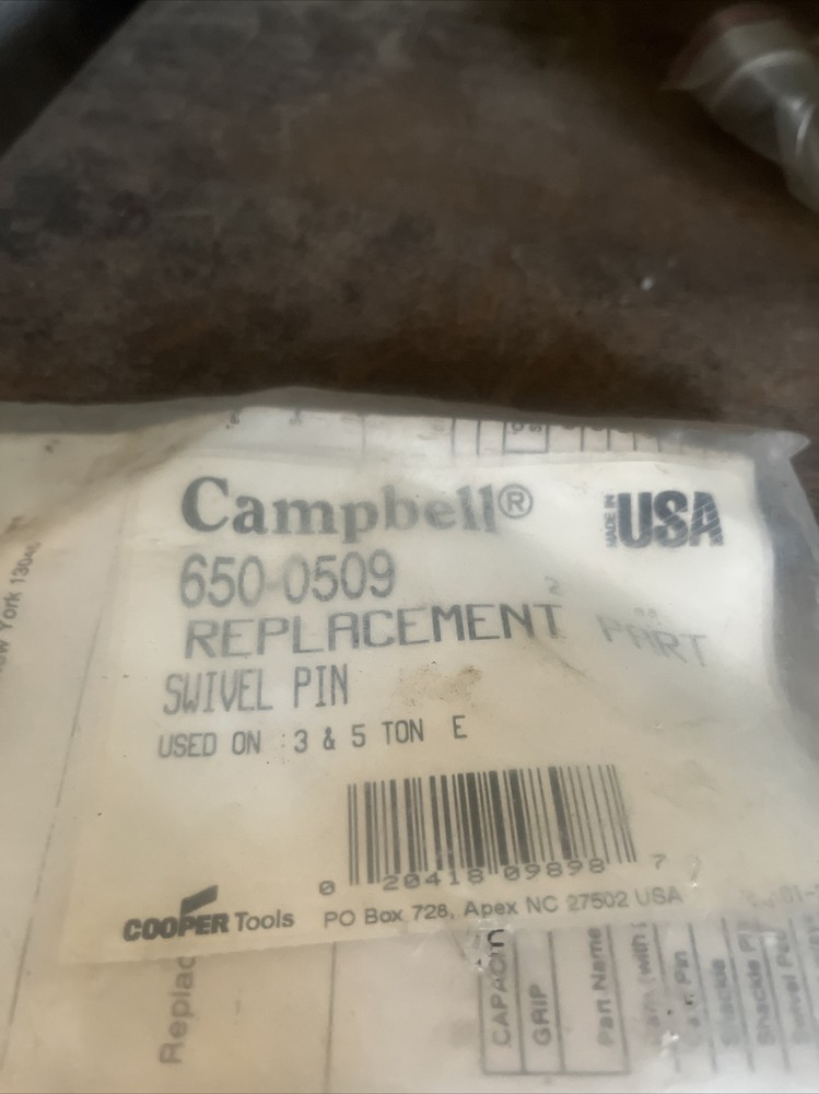 NOS Campbell Swivel Pin Replacement 650-0509