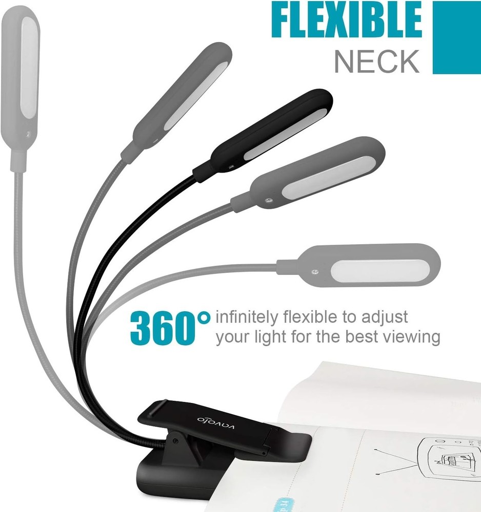 Portable 7 LED Reading Light - Adjustable Color & Brightness for Night Reading