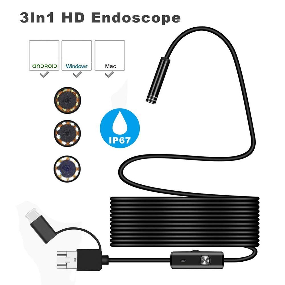 Multi-Purpose Inspection Camera with 6 LED Lights for Android & PC - Rated