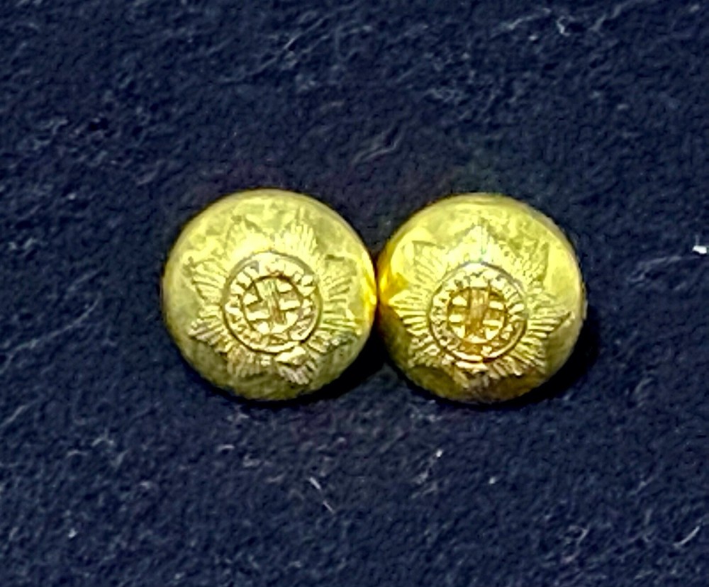 Brass Coldstream Guards Cap Buttons, 13mm, Pair, new reproduction