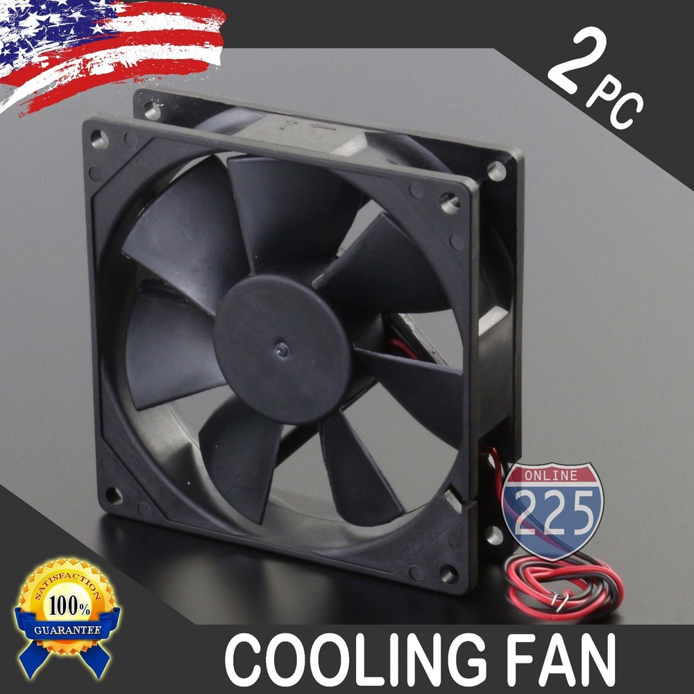 2pcs 5" Square Cooling Fan with 1" Depth 12 Volt Rotary Plastic Amplifier quiet