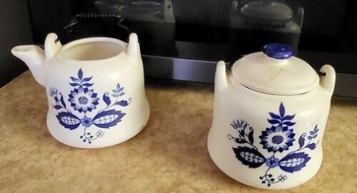 Sugar and Creamer Set, Blue Delft pattern