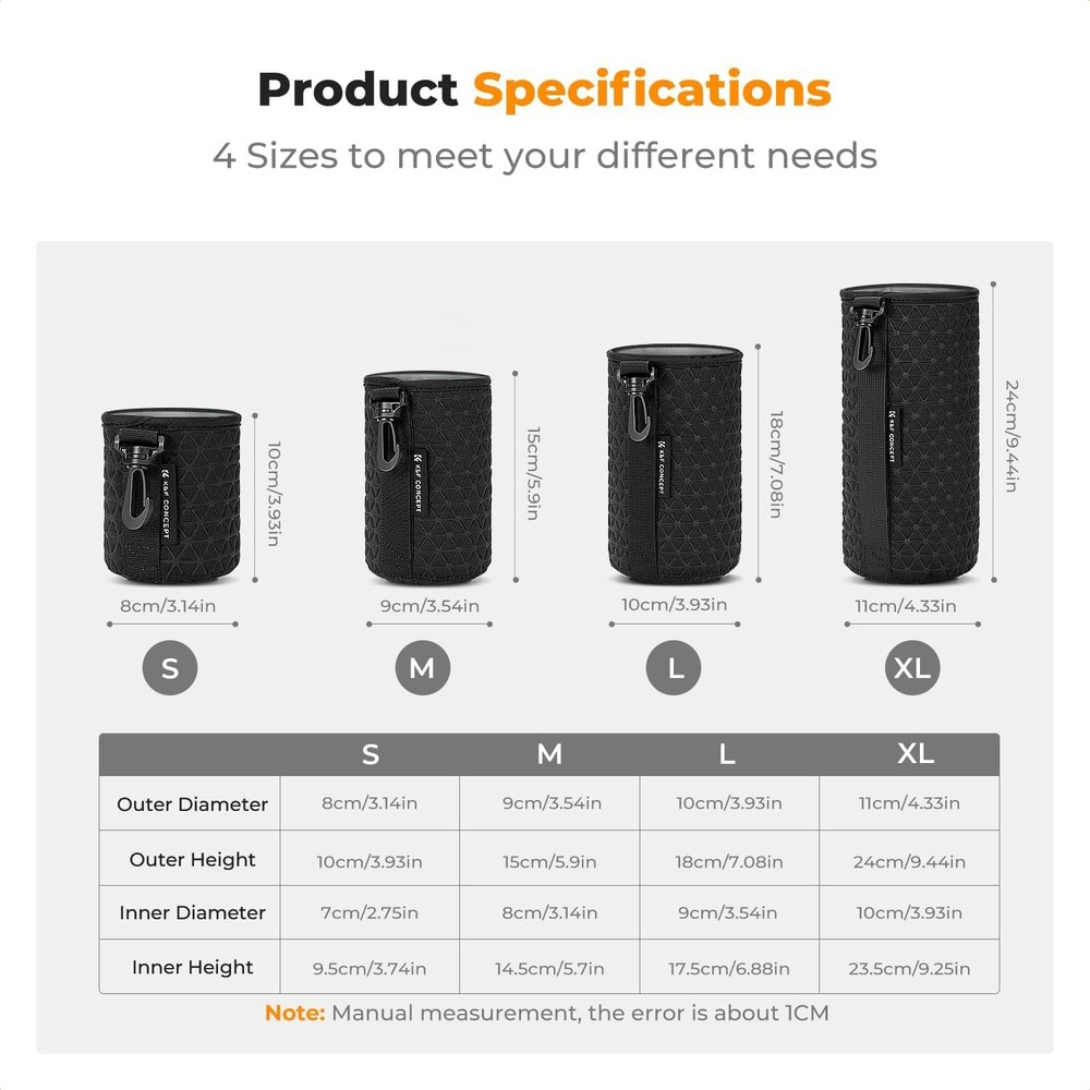 K&F CONCEPT 4 Pack Camera Lens Pouch Set, Drawstring Protective Bag,...