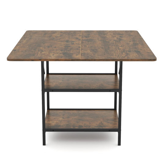 47 Inch Rectangular Dining Table with 2 Open Storage Shelves and Sturdy Metal Le