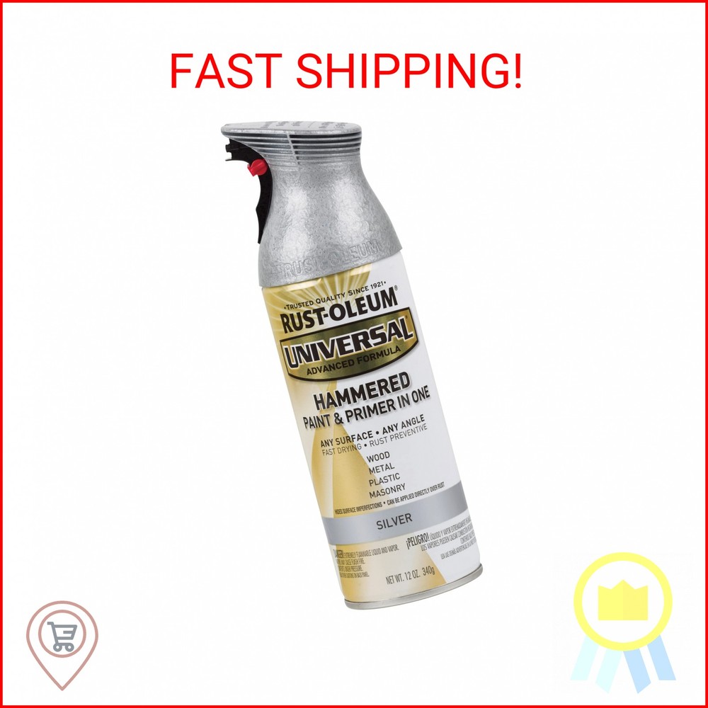 Rust-Oleum 245219 Universal All Surface Hammered Spray Paint, 12 oz, Silver