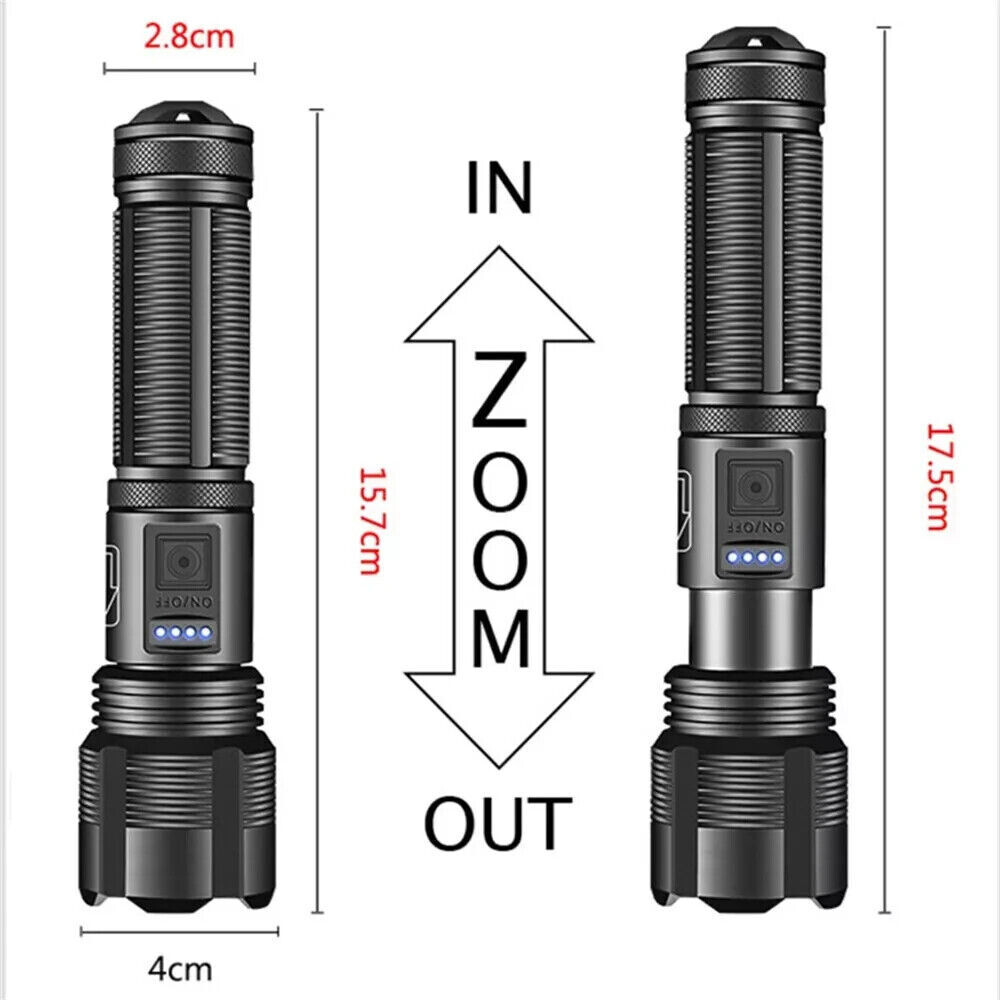 9000000 Lumens Super Bright LED Flashlight Tactical Rechargeable LED Work Lights