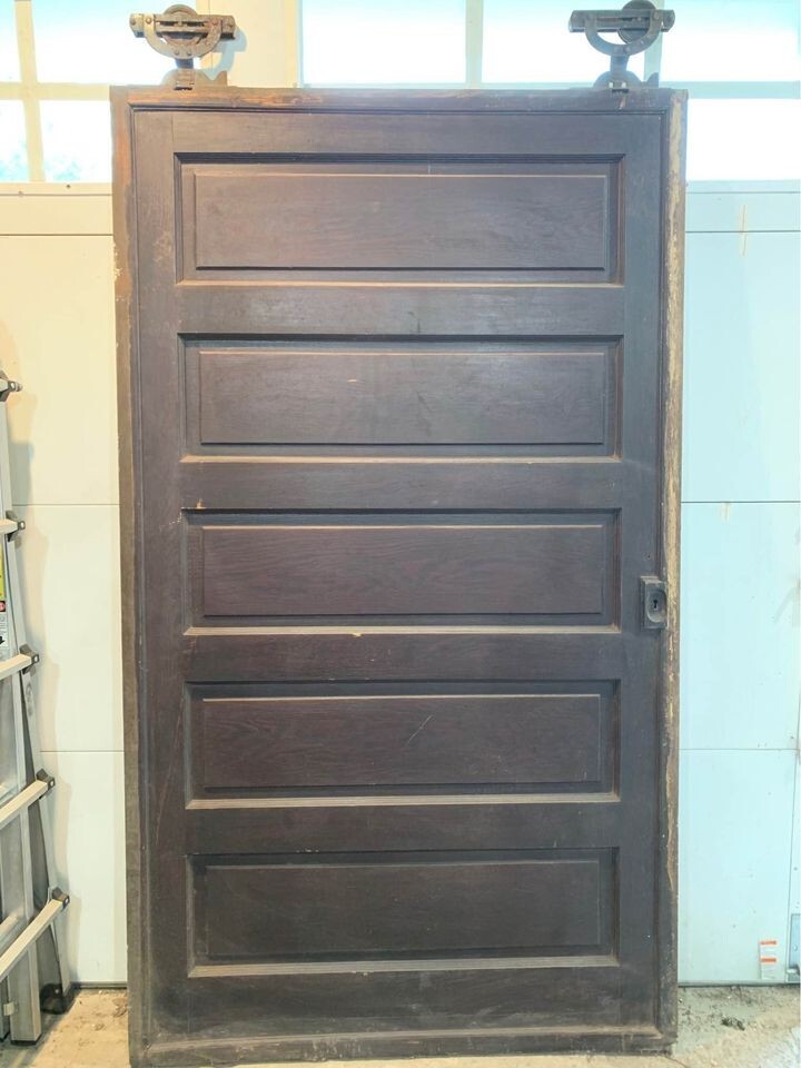 48x83” Locking Victorian 5-Panel Pocket Door w/ Rollers