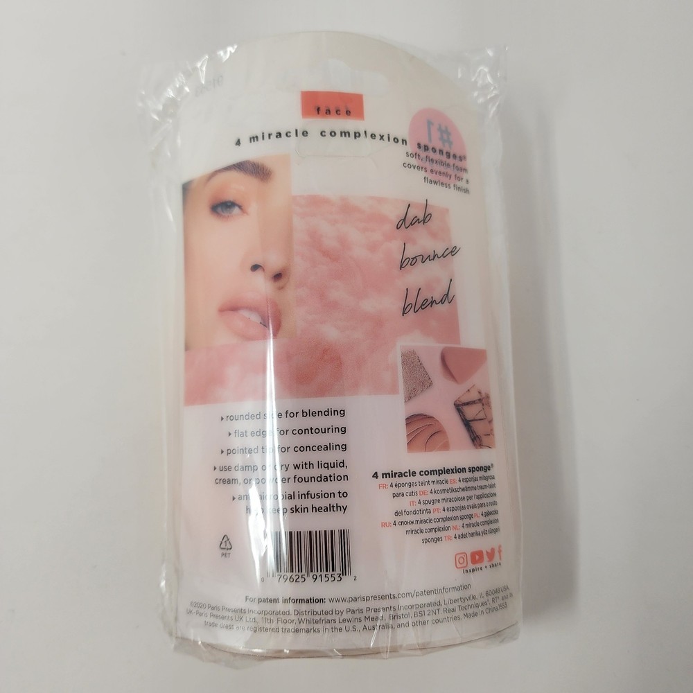 4 Pack Real Techniques Miracle Complexion Sponges - Orange, Light To Medium Dewy