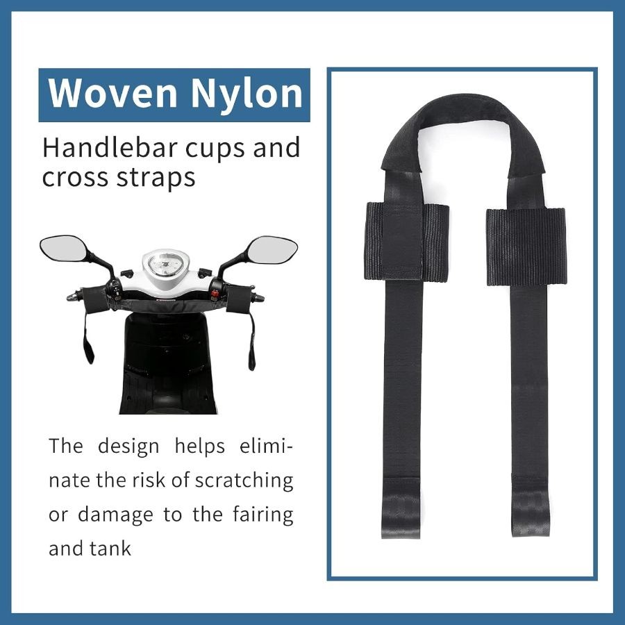 Rear Wheel Tie Down Strap and Bar Harness Handlebar, Universal Soft Loop Strap W