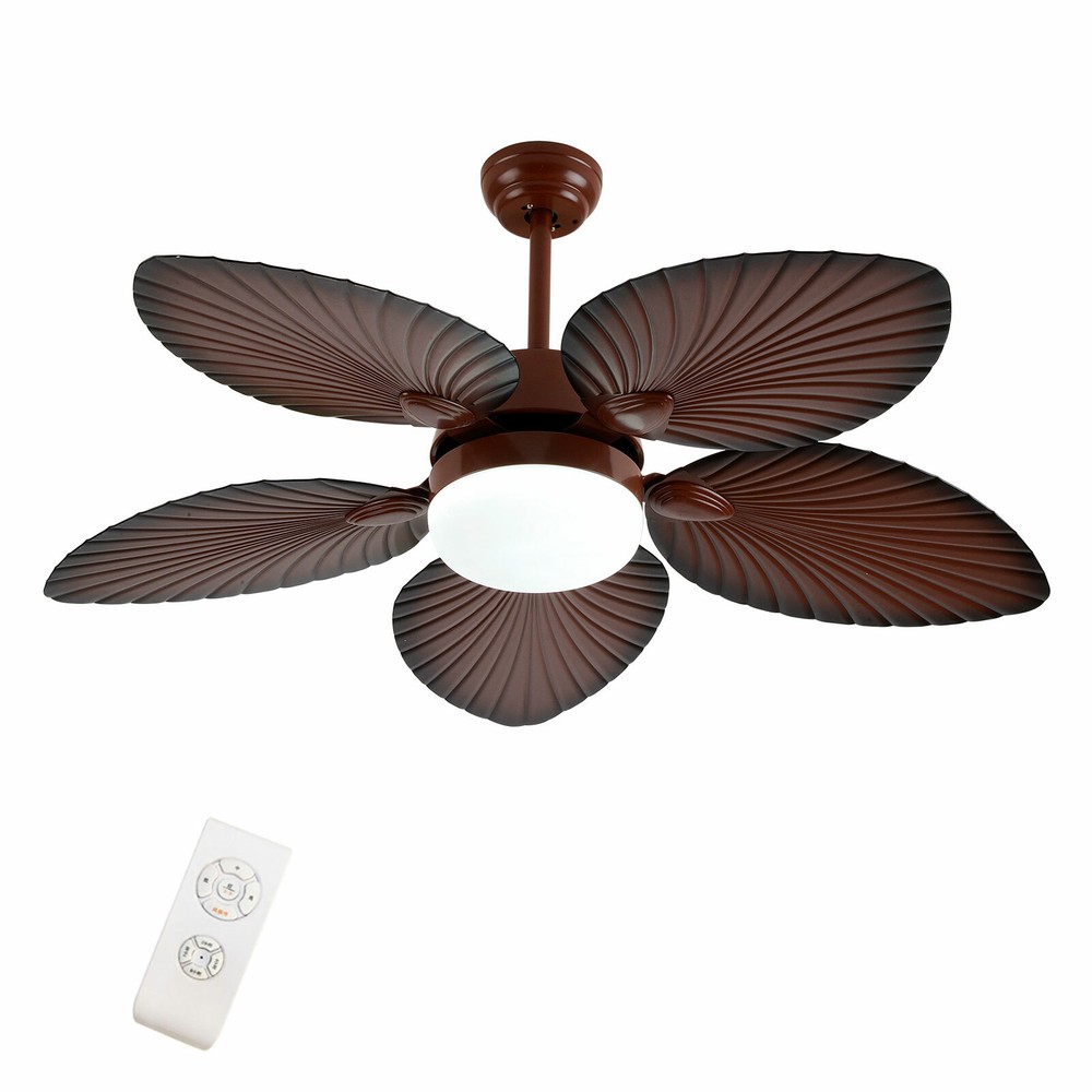 42" Ceiling Fan w/ Light 3Color Changes Remote Control Tropical Palm Leaf Shape