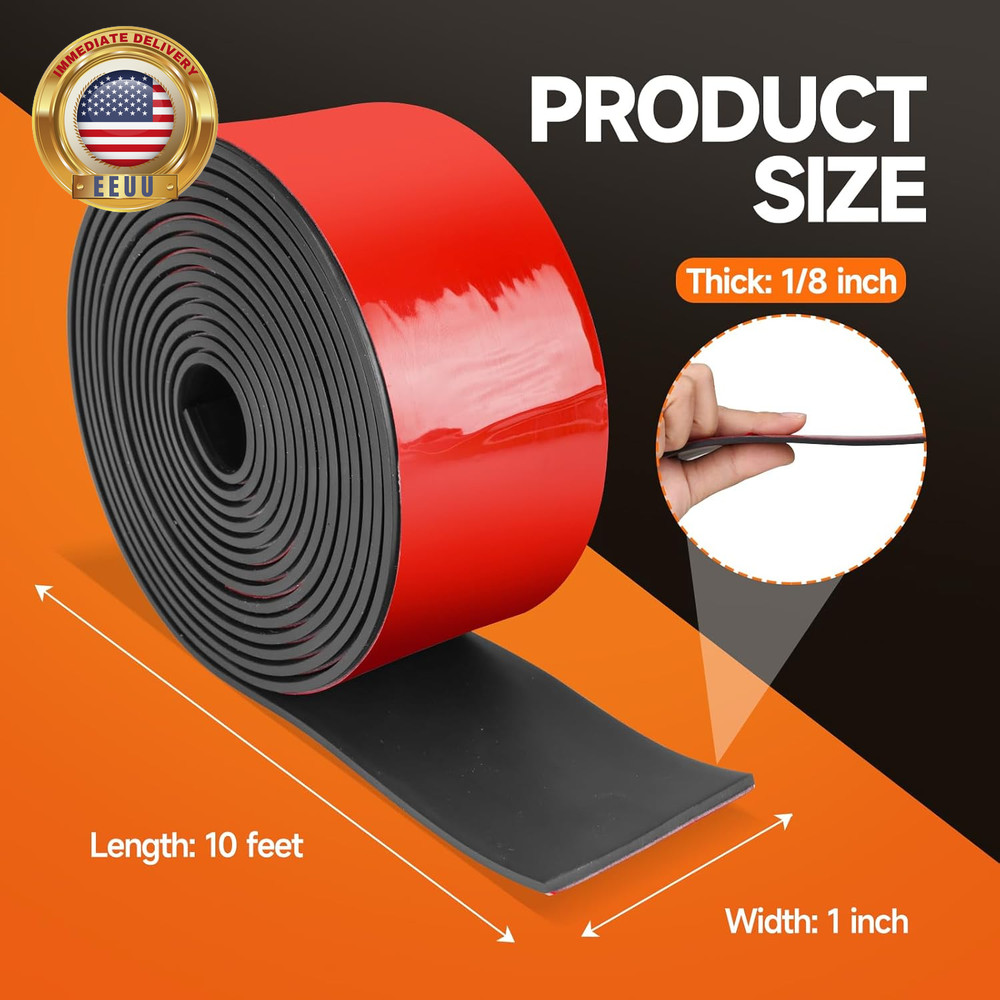 Neoprene Rubber Sheets & Strips Adhesive Solid Gasket Seal with Backing (1' Wide