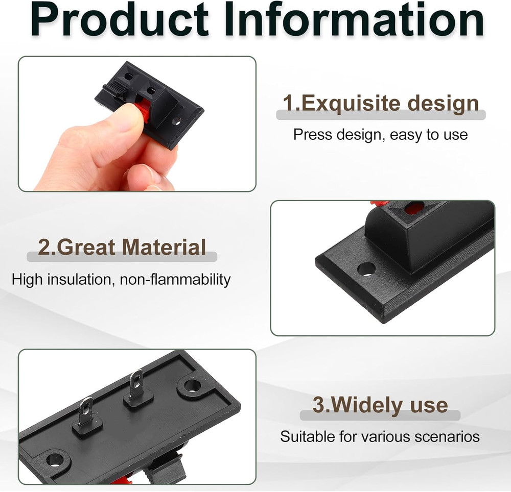 Uxcell 2 Way Spring Terminal Clip Push Release Connector Plate Jack Socket Speak