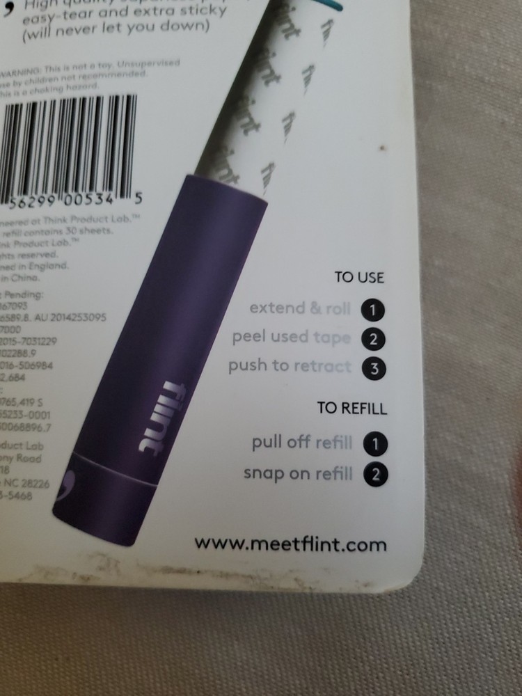 Flint Lint Roller Refills 2 Pack | Easy Peel / Extra Sticky | 60 Sheets