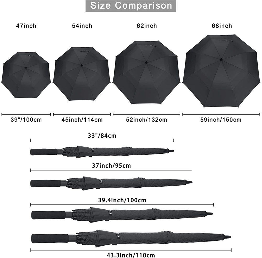 G4Free 68 Inch Automatic Open Golf Umbrella Extra Large, Navy Blue