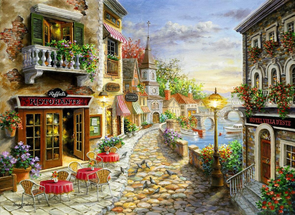 Ceramic Backsplash Tile Mural Water View Landscape - Invitation to Dine