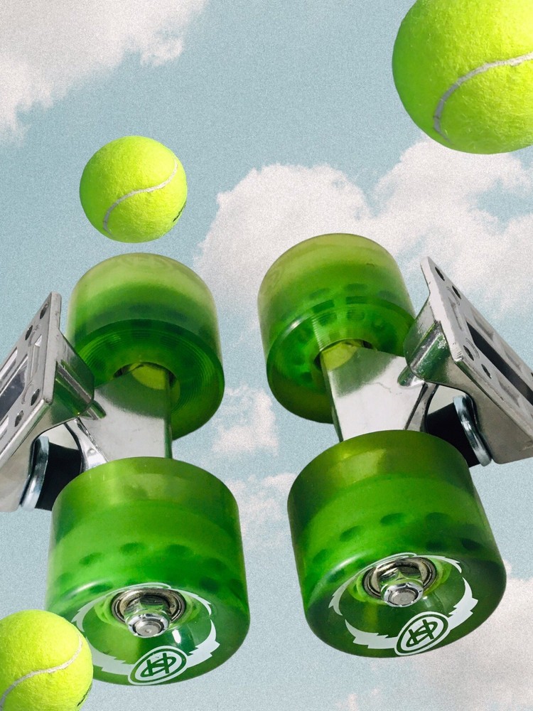 Skateboard Wheels Green Translucent w/Baseplate & Hardware