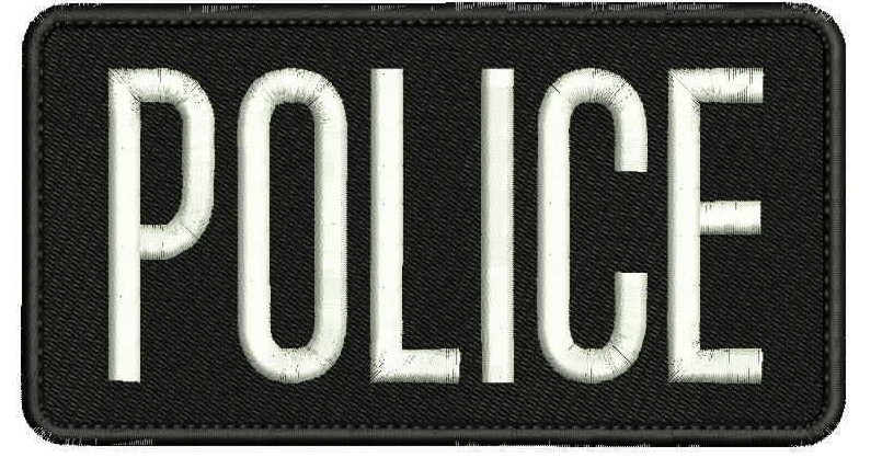 police embroidery patch 3x6 hook on back white letters
