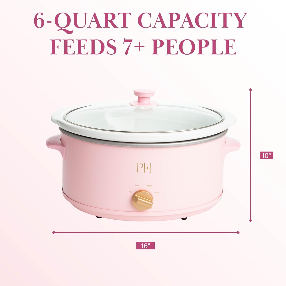 6-Quart Manual Slow Cooker, Features Three Settings (Low, High, Warm), Natura...