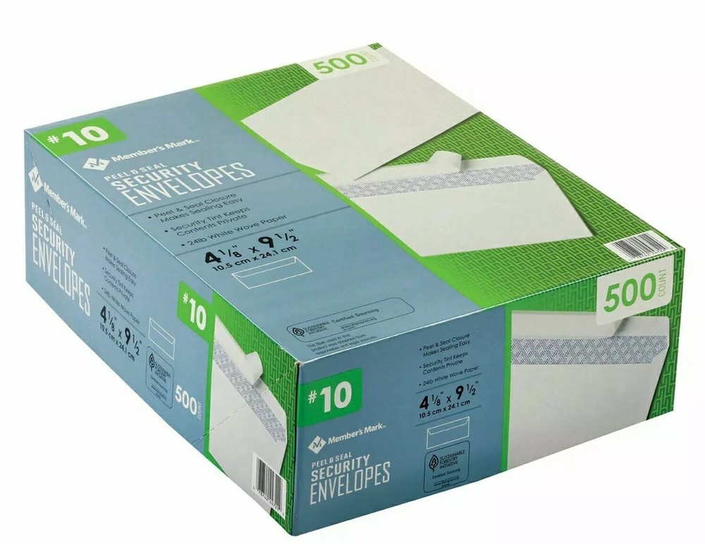 Envelopes Member's Mark Envelope #10, Peel and Seal 500Fast & Efficient Mailing