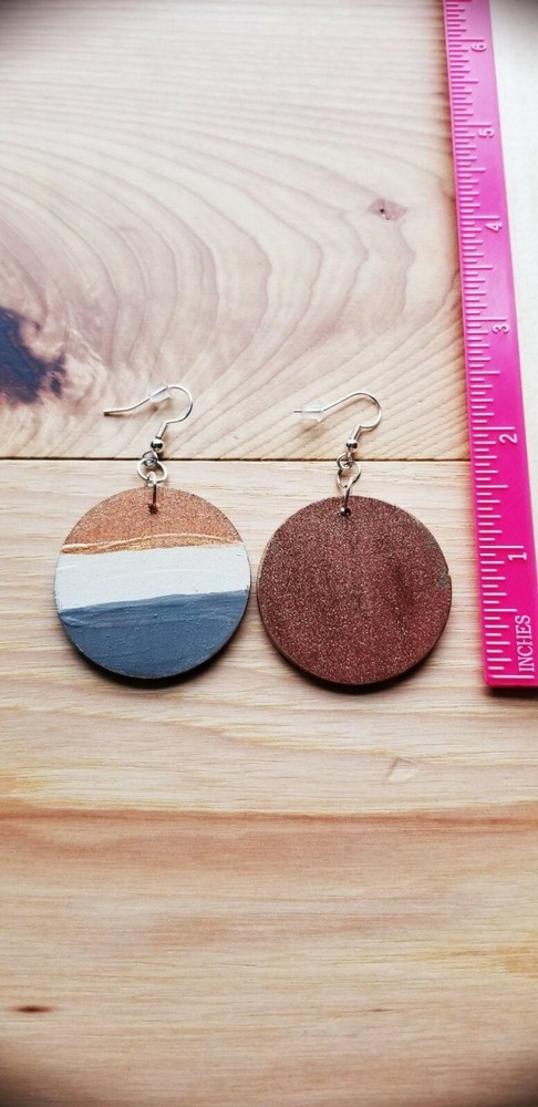 Blur Abstract Grey Copper Earrings
