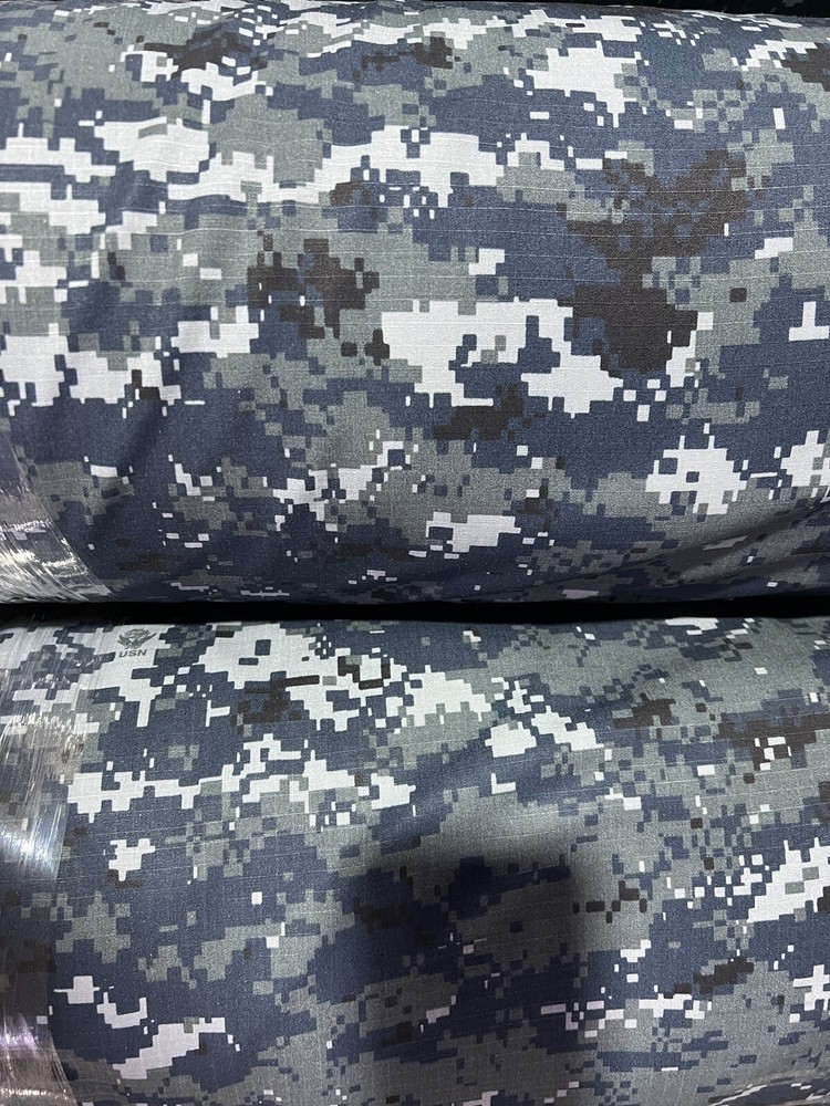 Navy Blue Digital NyCo Camo Ripstop Fabric 60”