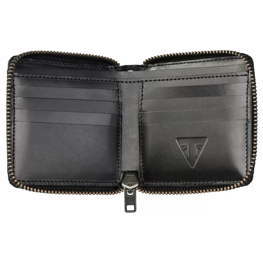 Triumph Square Zip Black Leather Wallet MACA25003
