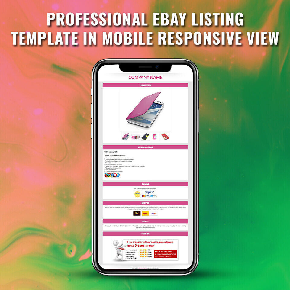 eBay Mobile Responsive Template Auction Listing Professional 2019 Design HTML