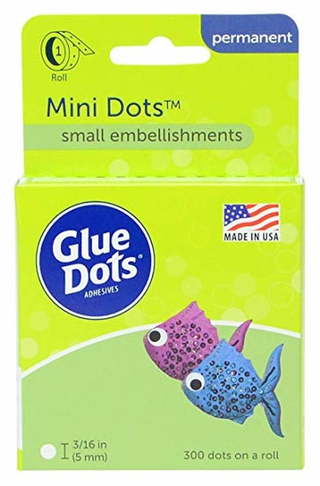 BULK 6 Pack Glue Dots Mini Dot Roll Adhesive 3/16" 300 dots per pack