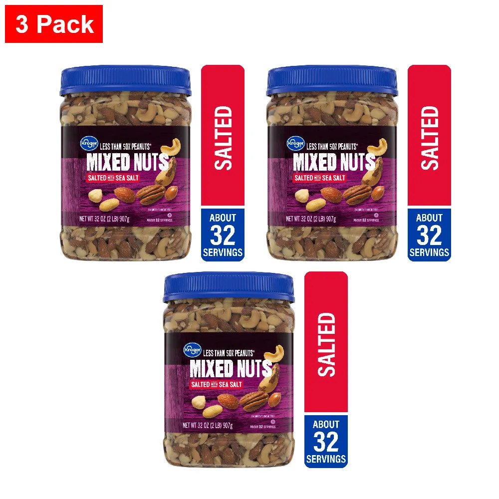 KG Less Than 50% Peanuts Salted Mixed Nuts 32 oz - 3 Pack
