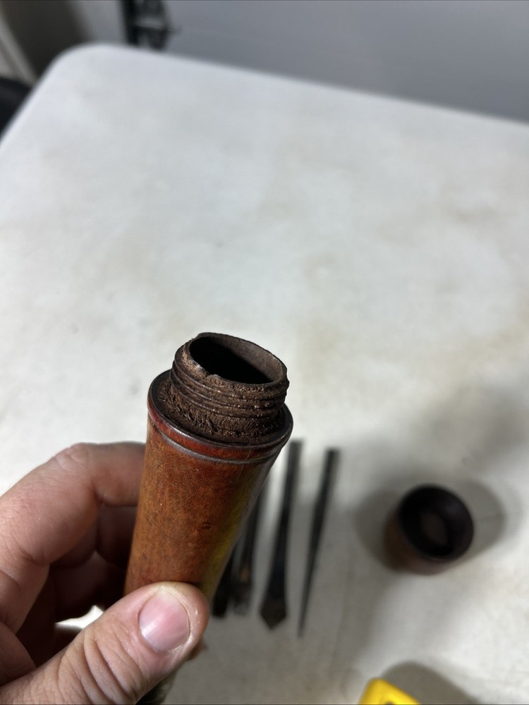 Vintage Wood Handle Screwdriver/Multi Tool With Bit Storage 7 Bits Marked