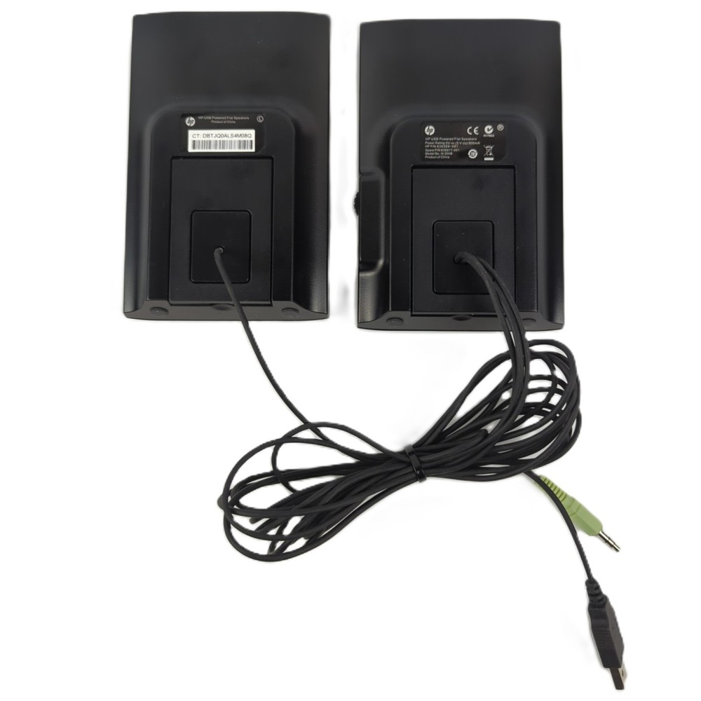 HP H204B USB Powered Flat Computer Speakers Black Wired Desktop Laptop Tested