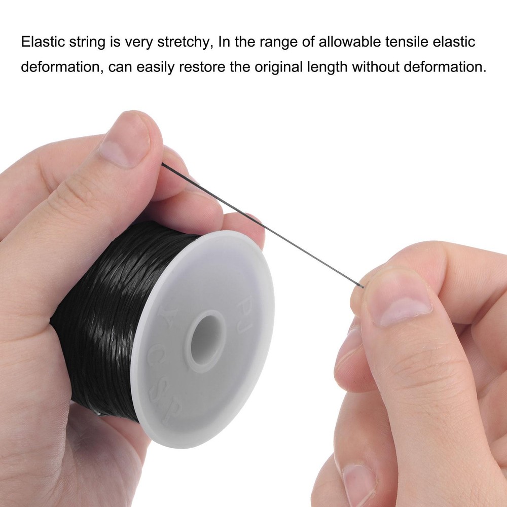Elastic Cord DIY Making Stretchy String Craft Wire, Black, 3 Rolls