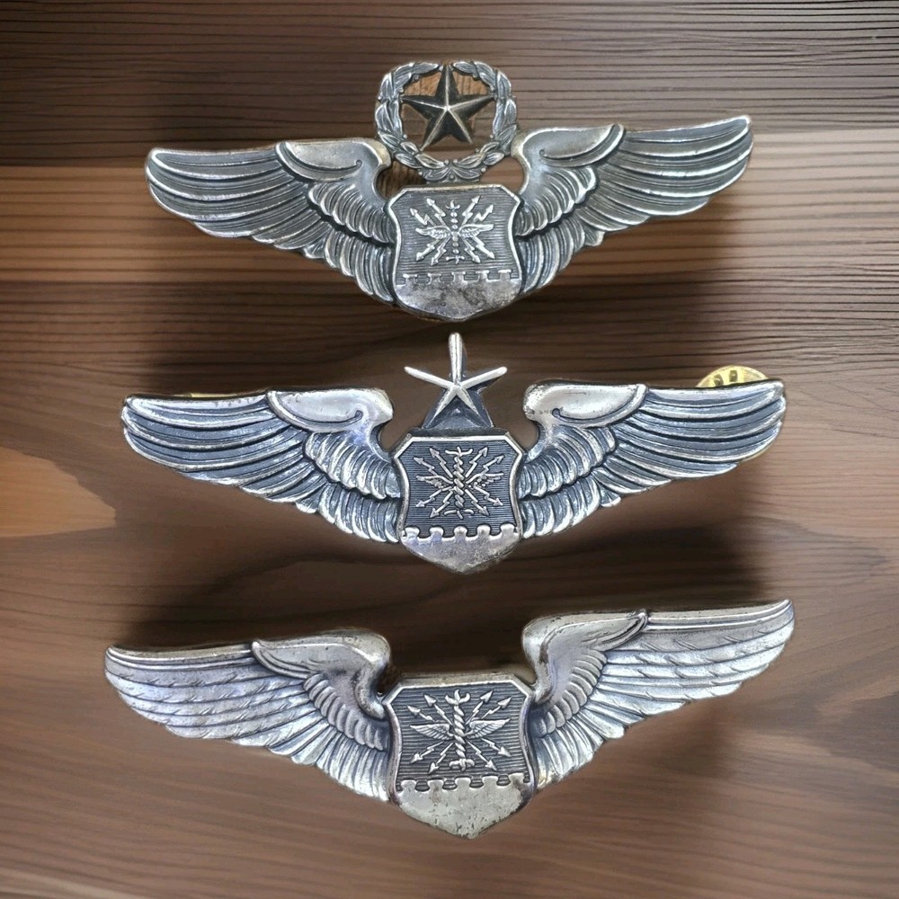 Set Of 3 Vietnam USAF Navigator/Observer 3" Wings Basic, Senior, Master/Command