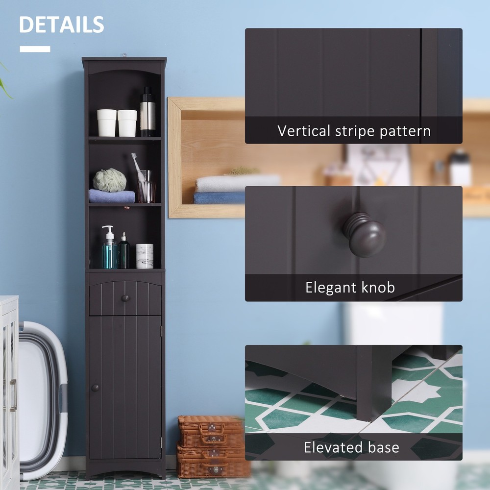 Bathroom Cabinet Ample Storage Space with Three Level Open Shelves